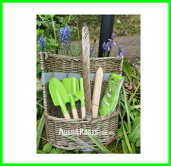 Personalisable British Garden Helper Gift Set 10 Piece Childs Trug With Tools & Gloves | Green