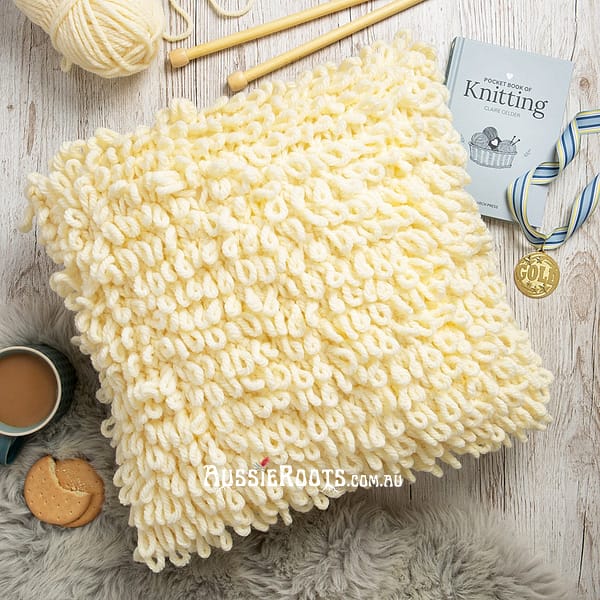 Loop Stitch Cushion Knitting Kit + Pocket Book | Beginners Knit Gift By Wool Couture