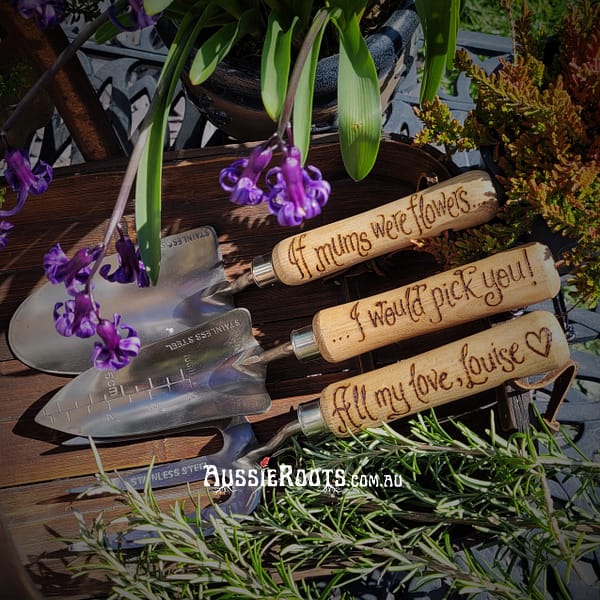 Mum's Garden Tools, Hand Engraved With Personalised Choice Of Message, Perfect Custom Gift For Any Mom, Mam Or Mummy Who Is Keen Gardener